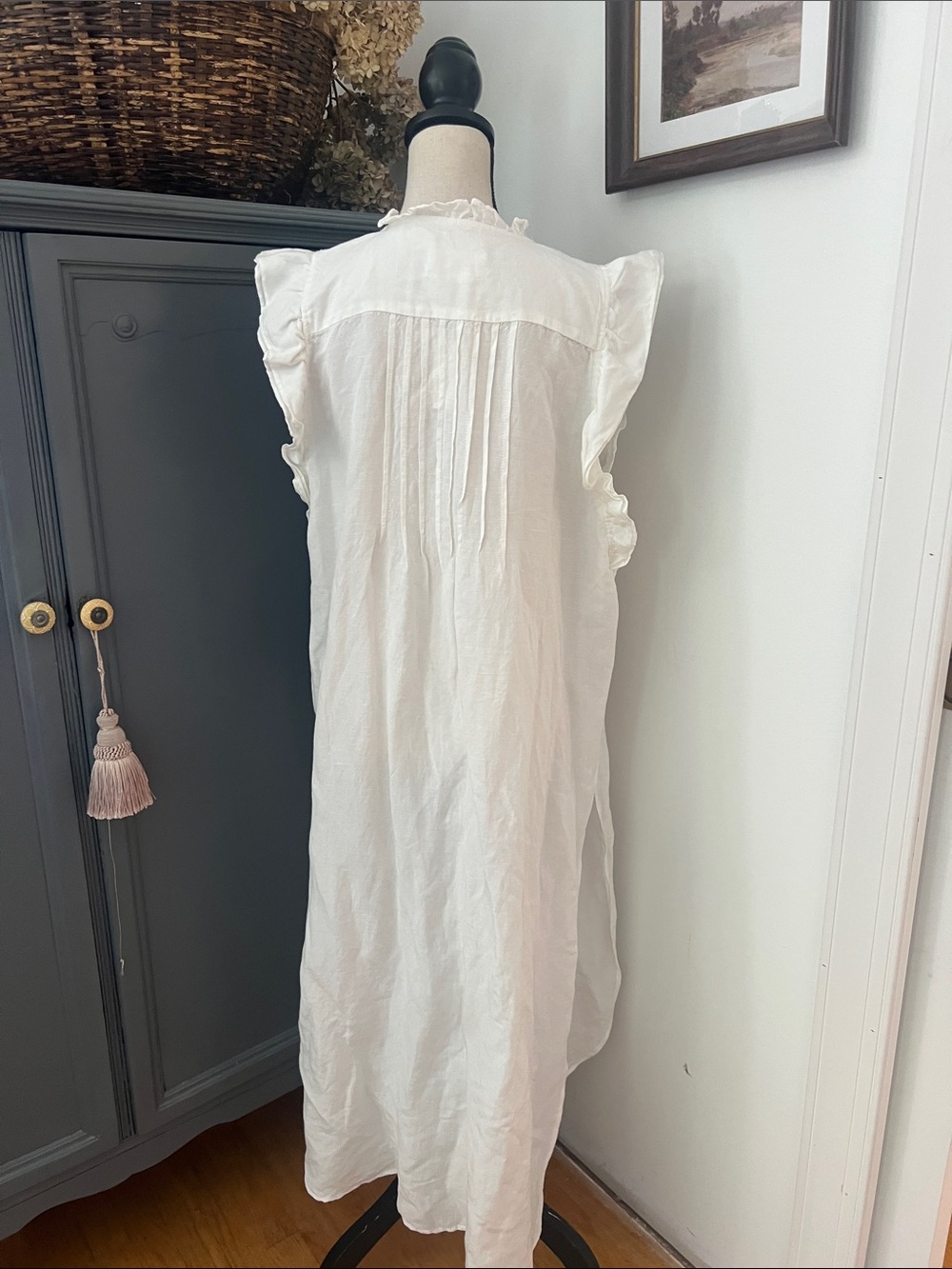 Anthropologie White Ruffled High-Low Tunic - Picture 6 of 6